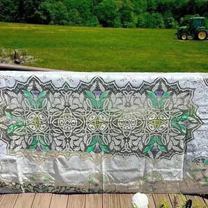 Gorgeous Scottish tablecloth. 68 x 108 oval.